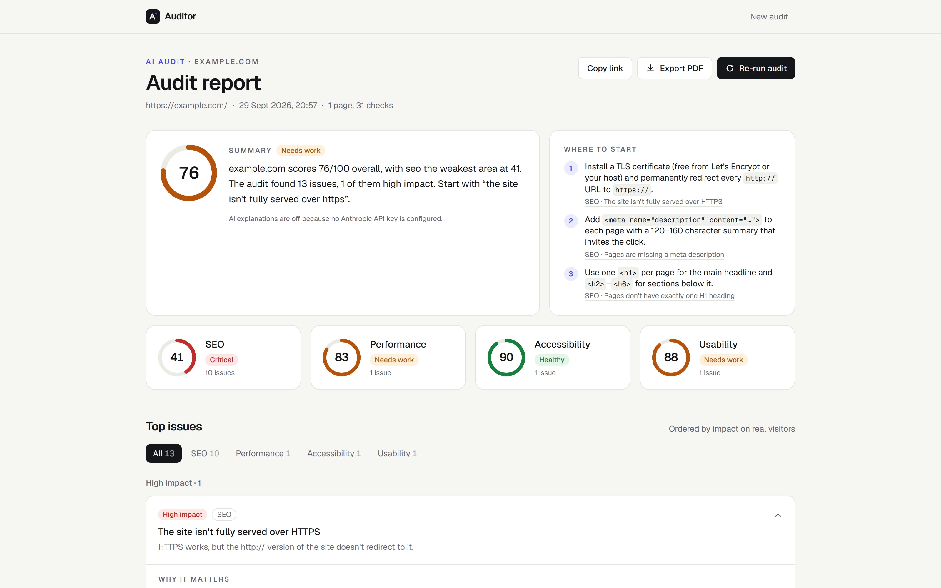 AI Website Auditor — Audit report