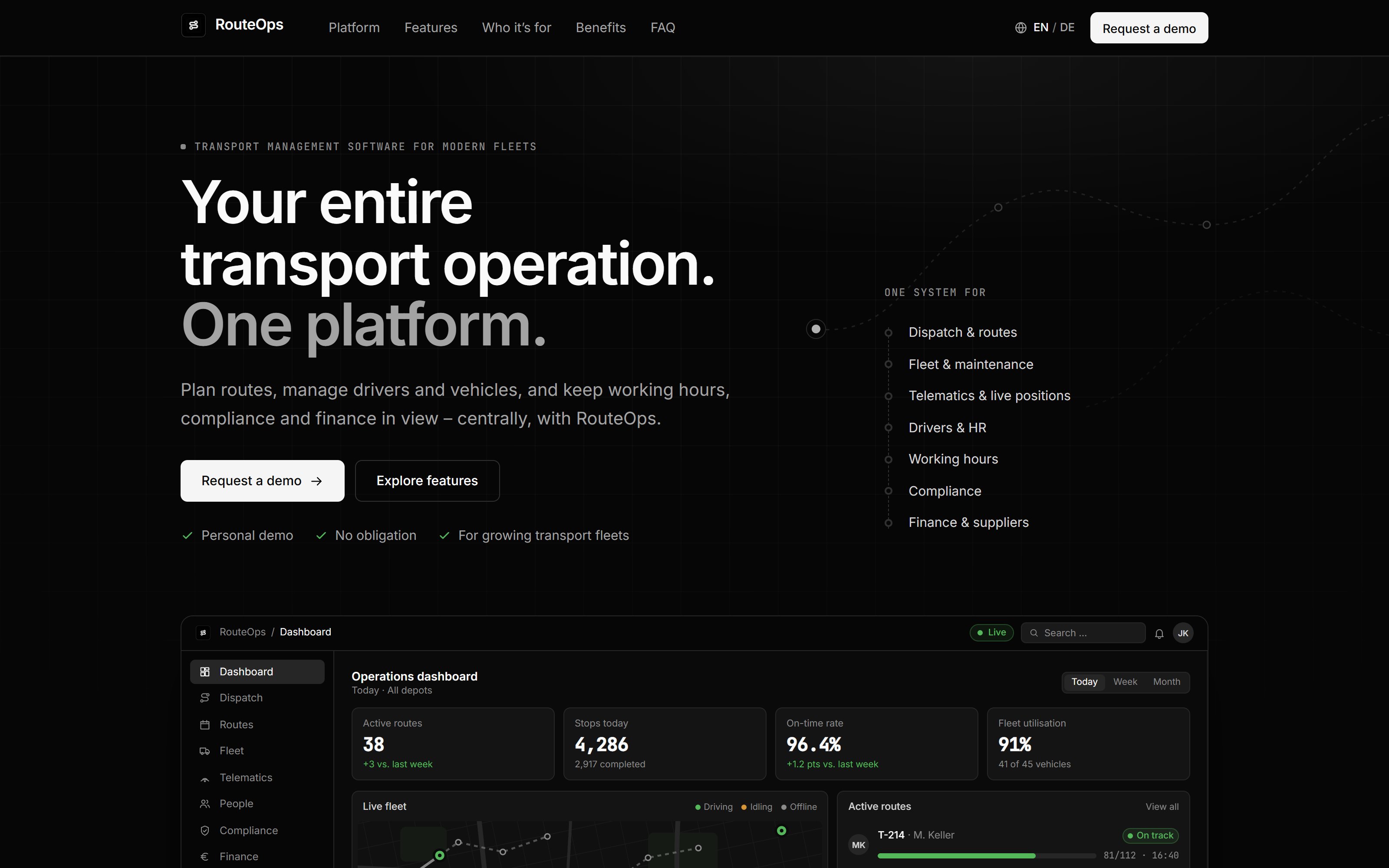 RouteOps — Landing page
