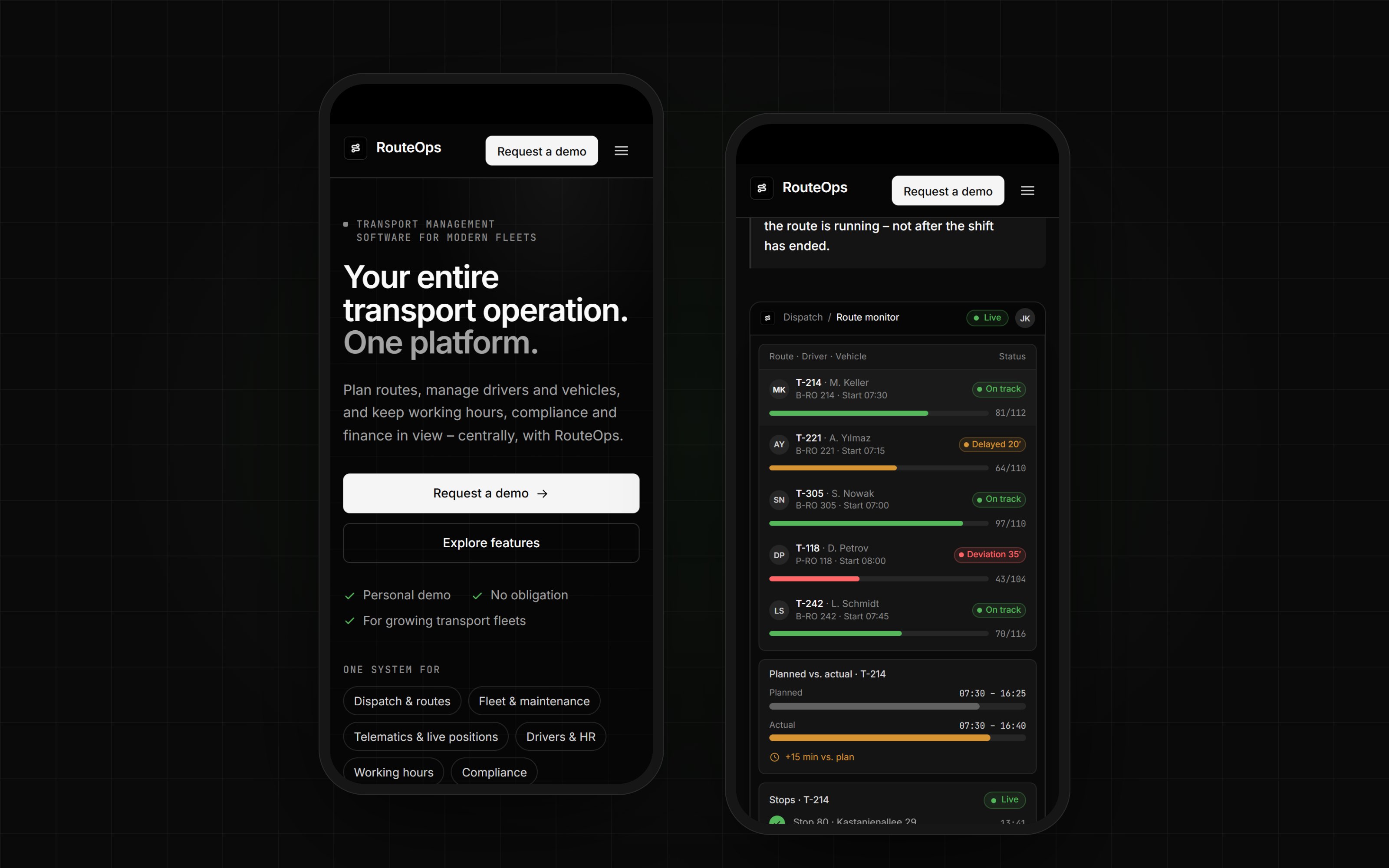 RouteOps — Designed for the phone, too
